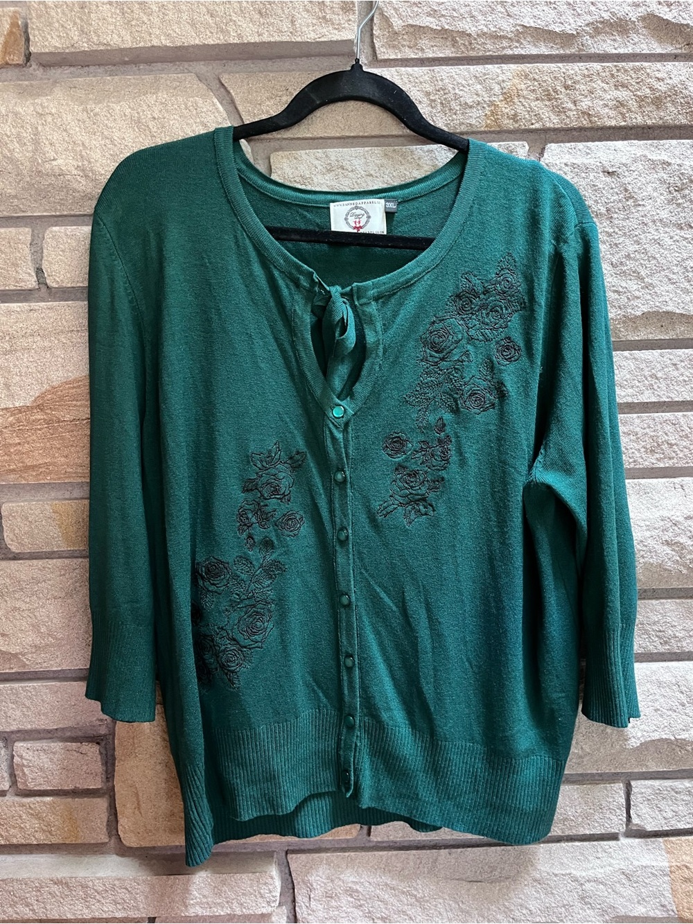 Banned Apparel Delilah Forest Green Floral Embroidered Cardigan Sweater 3XL - Picture 7 of 11
